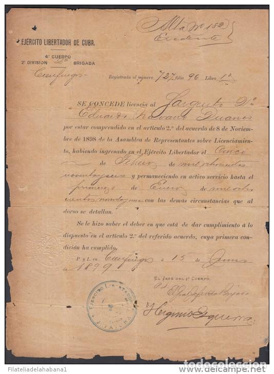 Manuscritos antiguos: *BE462 CUBA INDEPENDENCE WAR GENERAL DE BRIGADA HIGINIO ESQUERRA 1899 - Foto 1