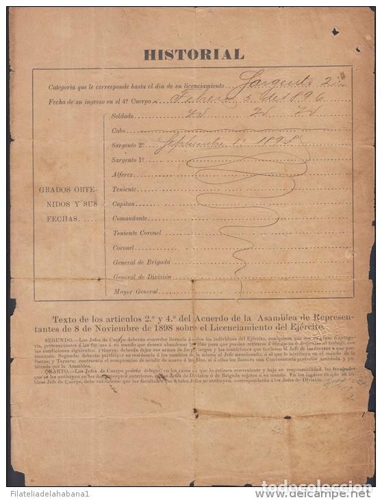 Manuscritos antiguos: *BE462 CUBA INDEPENDENCE WAR GENERAL DE BRIGADA HIGINIO ESQUERRA 1899 - Foto 2