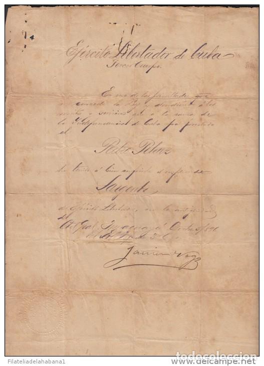 Manuscritos antiguos: *BE466 CUBA INDEPENDENCE WAR MAYOR GENERAL JAVIER DE LA VEGA 1896 - Foto 3