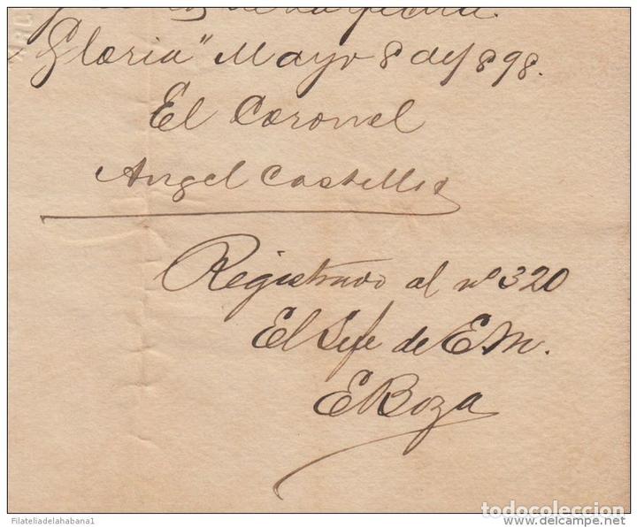 Manuscritos antiguos: *BE468 CUBA INDEPENDENCE WAR CORONEL ANGEL DEL CASTILLO QUESADA SIGNED DOC 1898 - Foto 3