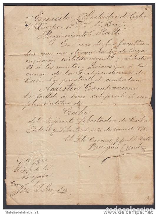 Manuscritos antiguos: *BE474 CUBA INDEPENDENCE WAR CORONEL BENIGNO ALONSO RIVERO SIGNED DOC 1898 - Foto 2