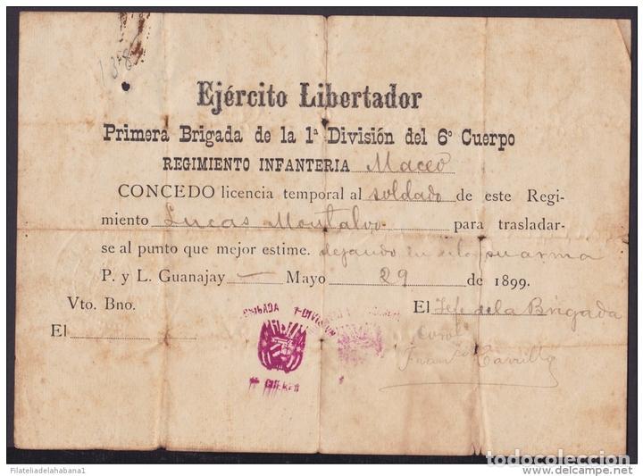 Manuscritos antiguos: E3056 CUBA INDEPENDENCE WAR 1898 SIGNED DOC MAYOR GENERAL FRANCISCO CARRILLO. - Foto 3