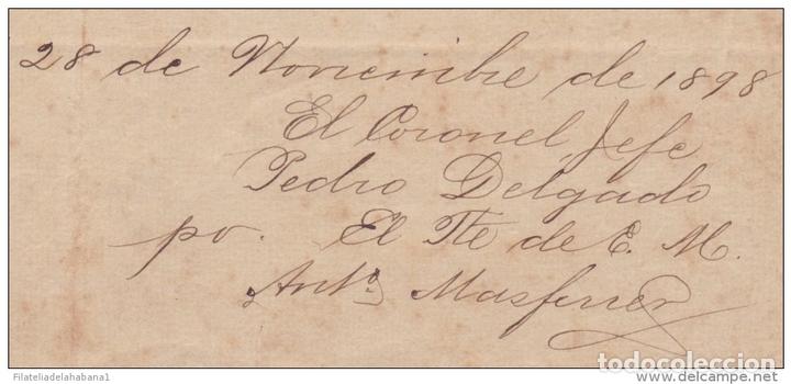 Manuscritos antiguos: E3057 CUBA INDEPENDENCE WAR 1898 SPIES RECOMMENDATION DOC. SIGNED CORONEL - Foto 1