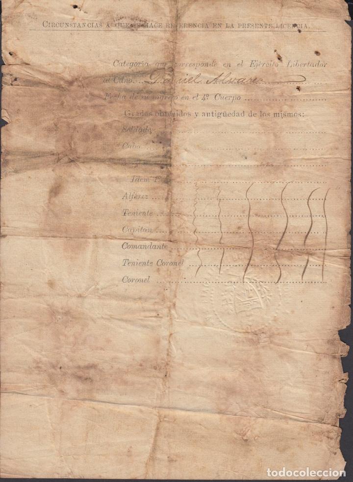 Manuscritos antiguos: BE641 CUBA SPAIN ESPA&Ntilde;A INDEPENDENCE WAR 1899 LICENCE DOCS MAMBI ARMY - Foto 2