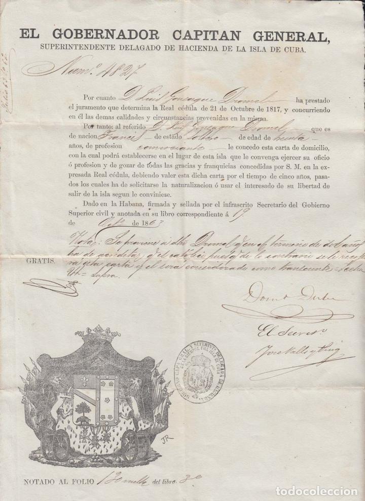 Manuscritos antiguos: BE700 CUBA SPAIN ESPA&Ntilde;A 1863 CAPTAIN GENERAL DOMINGO DULCE SIGNED DOC. - Foto 2