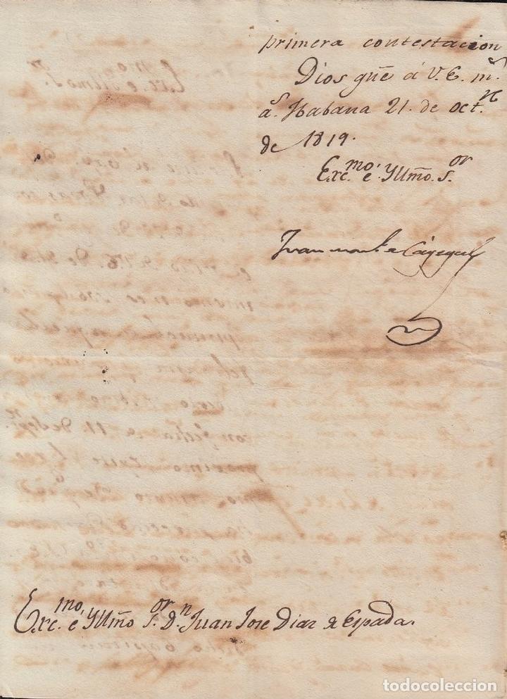 Manuscritos antiguos: BE727 CUBA SPAIN 1819 SIGNED DOC CAPTAIN GENERAL JUAN CAGIGAL. - Foto 3