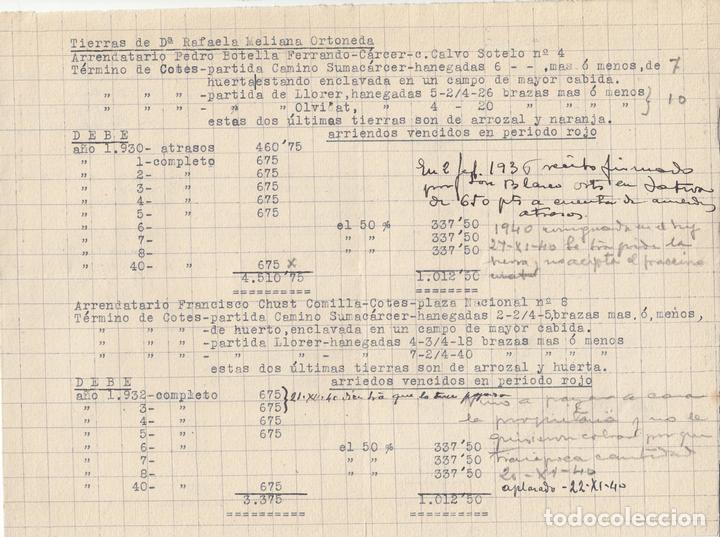 Manuscritos antiguos: 1940 COTES (VALENCIA) TIERRAS ARRENDADAS EN DICHO TERMINO - Foto 2