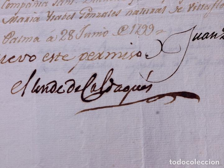 Manuscritos antiguos: CONDE DE CALDAQU&Eacute;S. PALMA DE MALLORCA 1799 - Foto 1