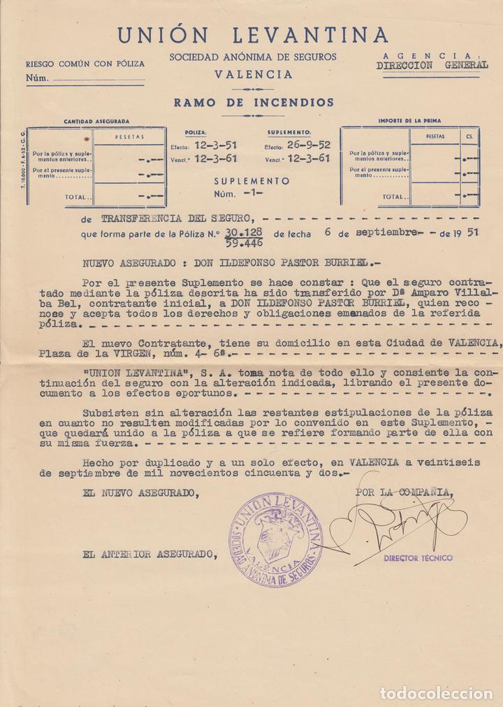 Manuscritos antiguos: 1951 BENETUSER (VALENCIA) VENTA DE CASA Y TRASPASO DE SEGURO - Foto 1