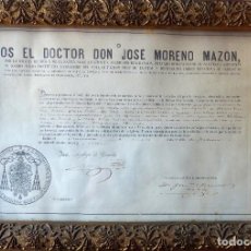 Manuscritos antiguos: DOCUMENTO DE CONCESIÓN DE INDULGENCIAS FIRMADO POR EL ARZOBISPO DE GRANADA. CON MARCO. 1899.