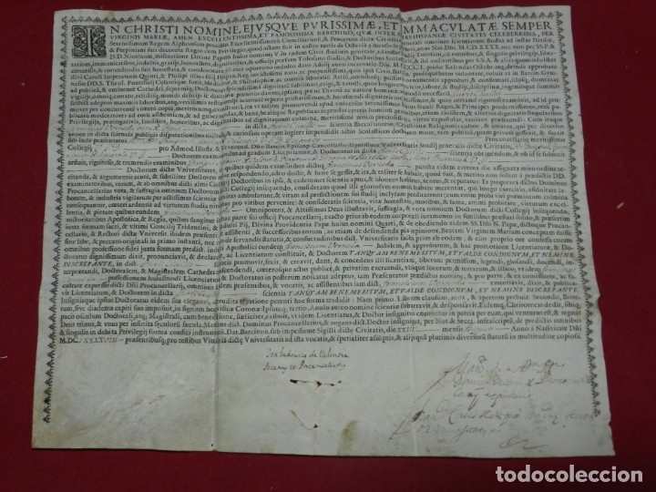 Manuscritos antigos: (M) Pergamino Manuscrito / Impreso MDCFXXXXVIII In Christi Nomine Ejusque Inmaculate - Inmaculada