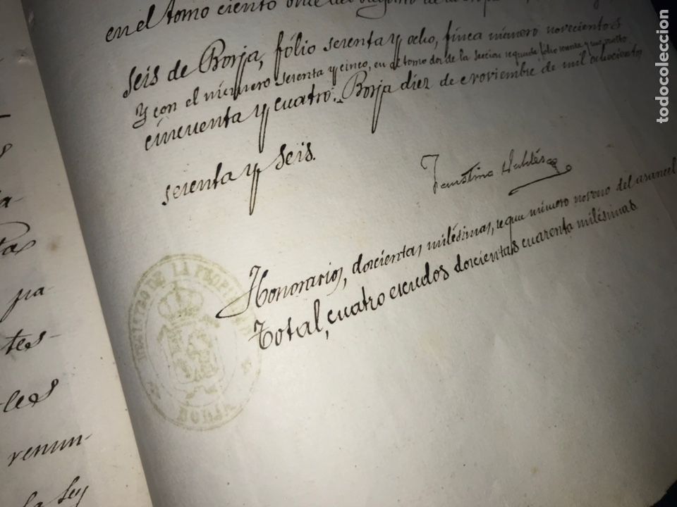 Manuscritos antiguos: 1866. VENTA JUDICIAL EN BORJA. 2 DOCUMENTOS. JUAN DE ELORRIAGA. - Foto 10
