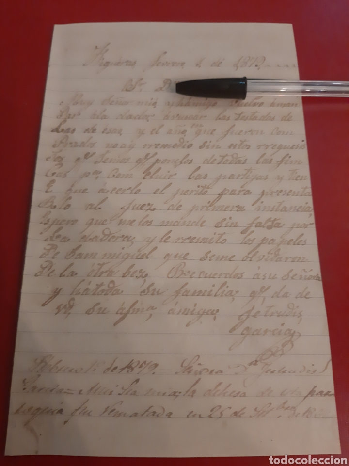 Manuscritos antiguos: 1879 Figueras Solicitud documentos - Foto 1