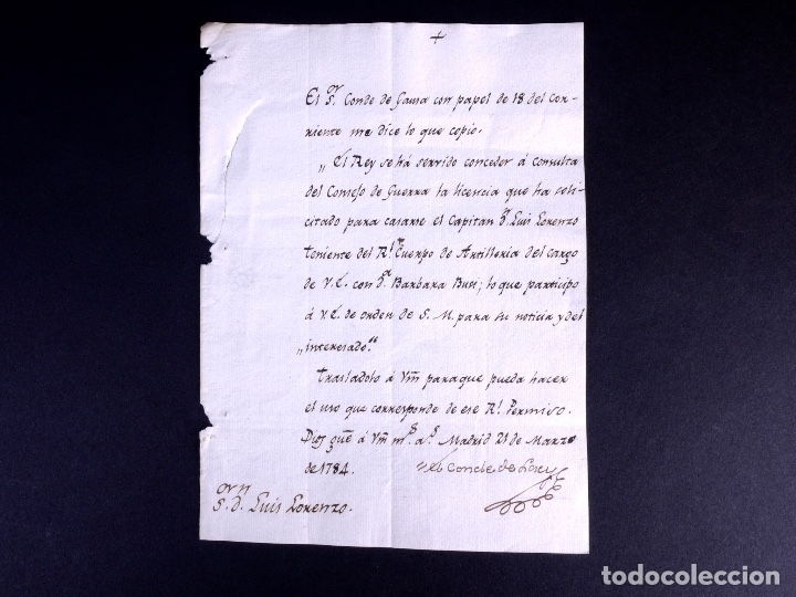 Manuscritos antiguos: CONDE DE LACY. MADRID 1784 - Foto 1