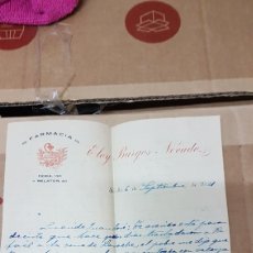 Manuscritos antiguos: CARTA MANUSCRITA FARMACIA ELOY BURGOS NEVADO 1921 SEVILLA. Lote 179964101