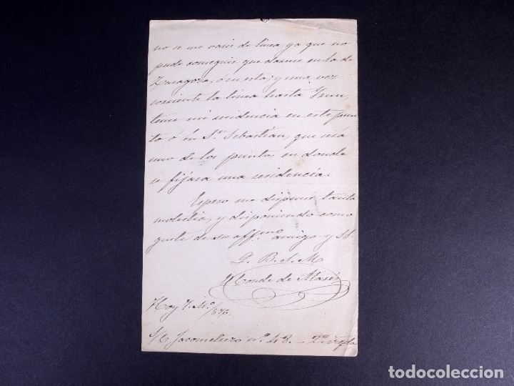 Manuscritos antiguos: CONDE DE ALARES. MADRID 1876 - Foto 2