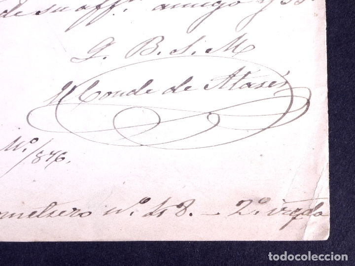 Manuscritos antiguos: CONDE DE ALARES. MADRID 1876 - Foto 1