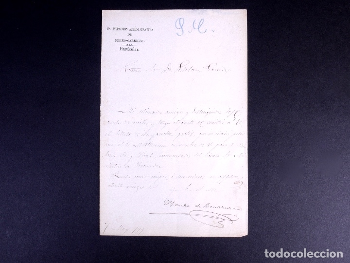 Manuscritos antiguos: CONDE DE BENAZUZA. MADRID 1877 - Foto 1