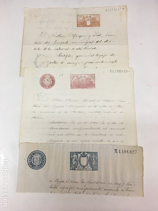 Manuscritos antiguos: Papel sellado de 1902, 1902, 1903, 1907 y 1907 - Foto 1