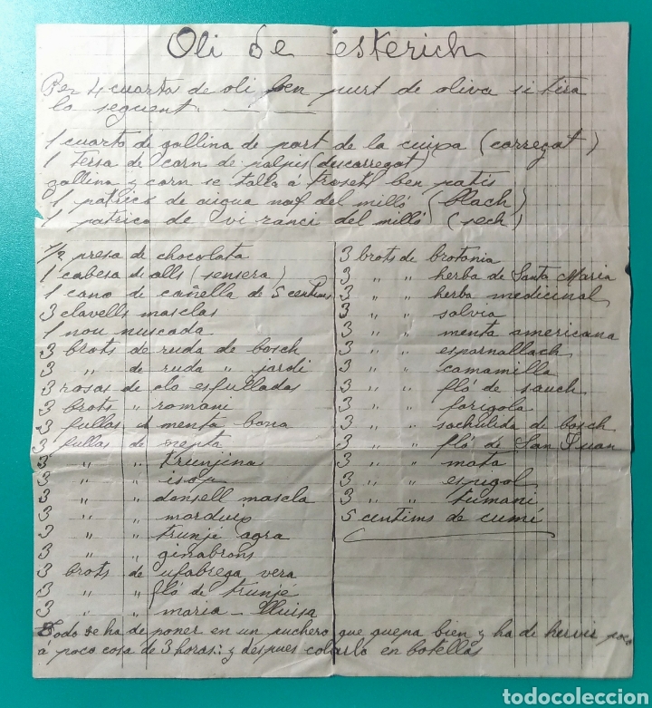 Manuscritos antiguos: Antigua receta manuscrita. - Foto 1
