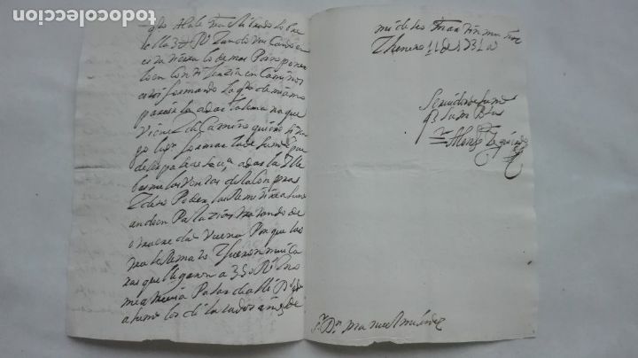 Manuscritos antiguos: CARTA MANUSCRITA EN 1731. SIGO XVIII - Foto 2