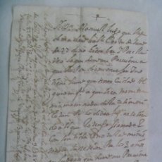 Manuscritos antiguos: CARTA MANUSCRITA , ESCRITA EN 1730, SIGLO XVIII. Lote 183357071