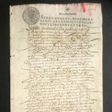 Manuscritos antiguos: AÑO 1653. VILLA DO CASTRO. LUGO. SAMOS. LOUZARA. VENTA DE 3 TEJAS DE PAN DE RENTA. FIRMA ESCRIBANO. 