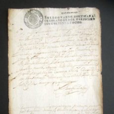 Manuscritos antiguos: AÑO 1668. SELLO CUARTO. 10 MARAVEDIS. CARLOS II. PAPEL TIMBRADO. . Lote 186149313