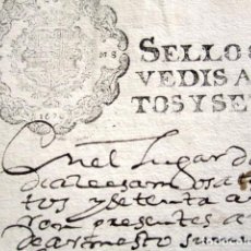 Manuscritos antiguos: AÑO 1670. LOUZARA. DOBLE SELLO CUARTO. 10 MARAVEDIS + 10 MARAVEDIS. CARLOS II. PAPEL TIMBRADO. . Lote 186149632