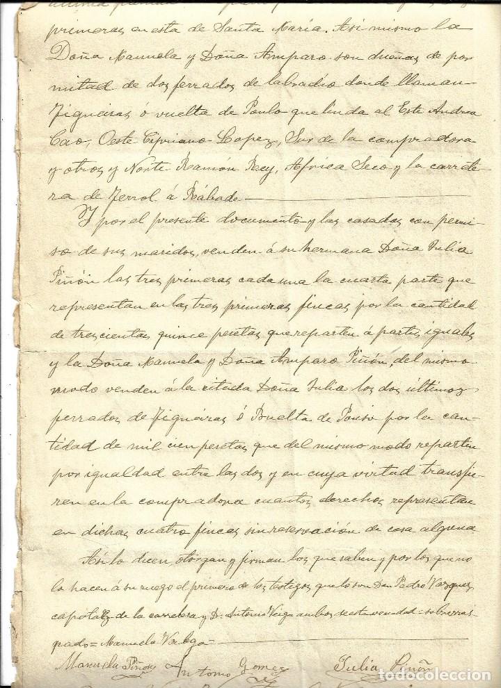 Manuscritos antiguos: A&Ntilde;O 1.918 - DOCUMENTO  DE COMPRA VENTA EN PARROQUIA St&ordf; MARIA DE NEDA - CORU&Ntilde;A - Foto 2