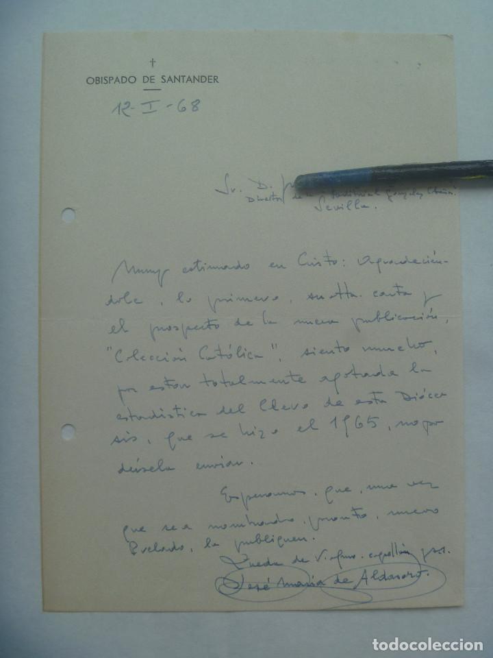 Manuscritos antiguos: OBISPADO DE SANTANDER : CARTA A EDITOR. 1968 - Foto 1