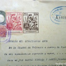 Manuscritos antiguos: TIMBROLOGÍA FISCAL 1942. SELLO 6º 4,50 PESETAS. TIMBRES. ESCRITURA PODERES, VALENCIA, 1949