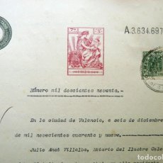 Manuscritos antiguos: TIMBROLOGÍA FISCAL 1942. SELLO 7º 3 PESETAS. ACTA REQUERIMIENTO, VALENCIA, 1949