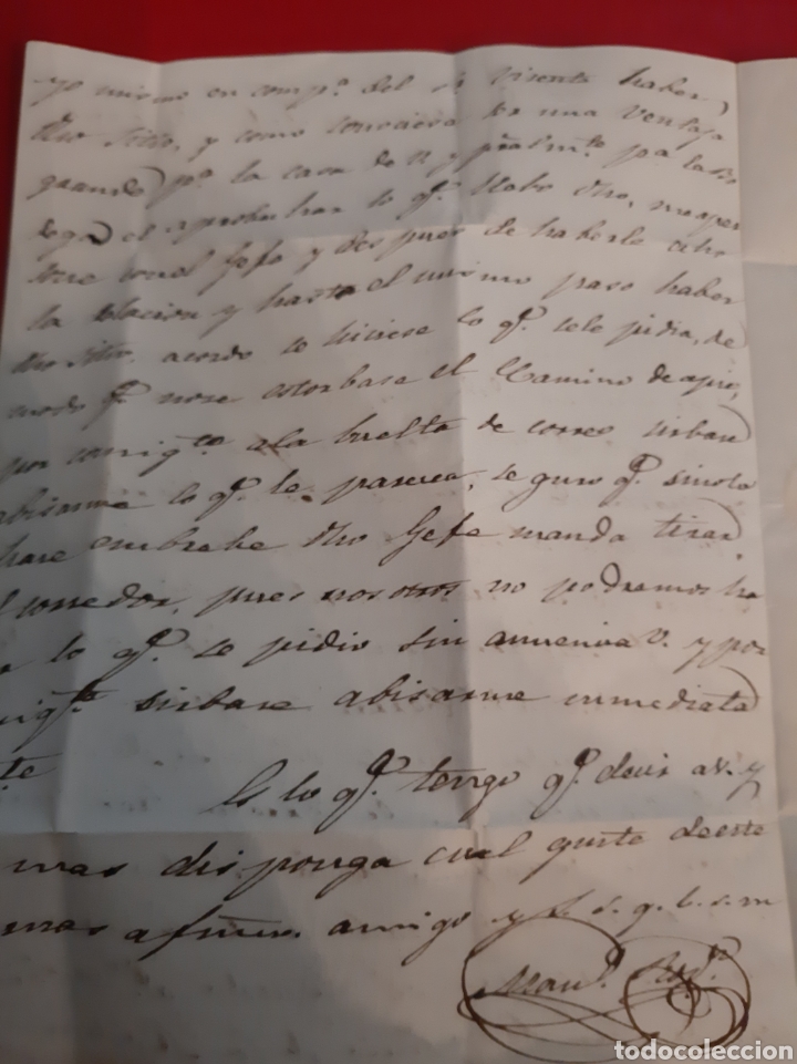 Manuscritos antiguos: 1848 carta antigua Joaqu&iacute;n Pardo - Foto 3