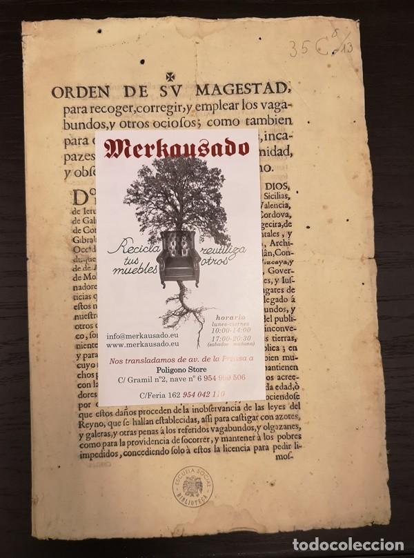 Manuscritos antiguos: Documento A&ntilde;o 1717 Orden Real - Foto 1