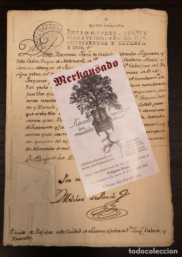 Manuscritos antiguos: Documento A&ntilde;o 1772. Nombramientos en Lucena - Foto 1