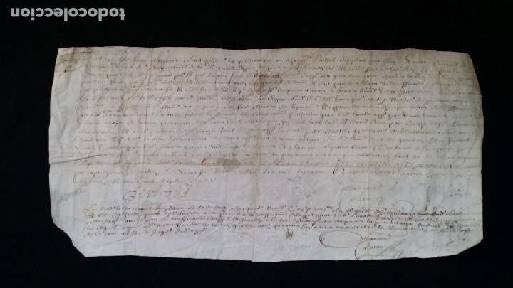 Manuscritos antiguos: Manuscrito de 1660, pergamino, varias firmas - Foto 2