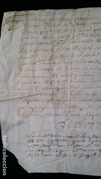 Manuscritos antiguos: Manuscrito de 1660, pergamino, varias firmas - Foto 4
