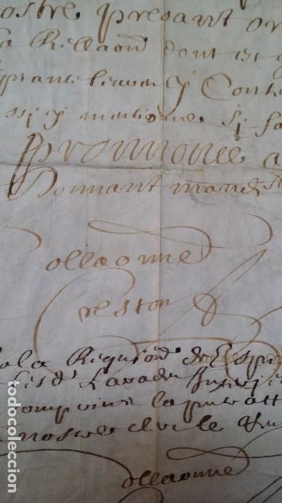 Manuscritos antiguos: Manuscrito de 1660, pergamino, varias firmas - Foto 8