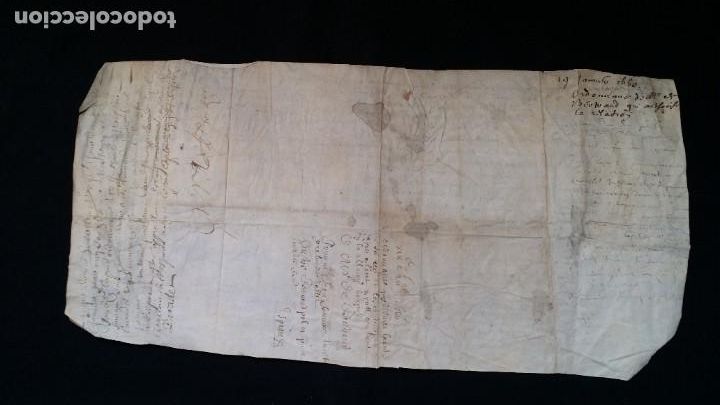 Manuscritos antiguos: Manuscrito de 1660, pergamino, varias firmas - Foto 3