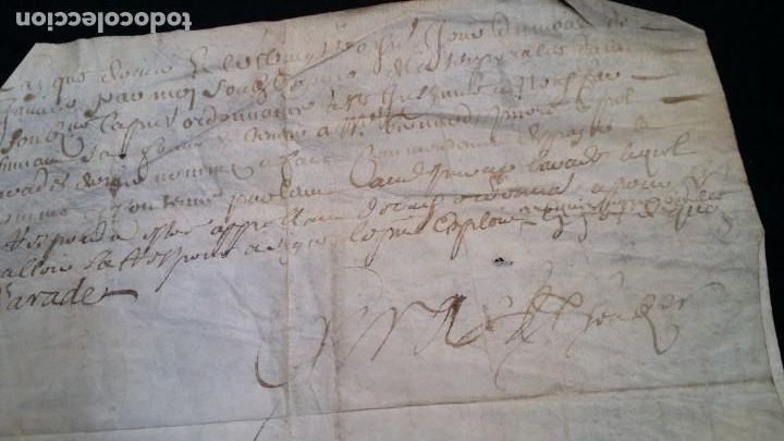 Manuscritos antiguos: Manuscrito de 1660, pergamino, varias firmas - Foto 11