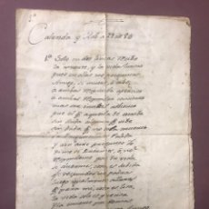 Manuscritos antiguos: 1786 - MANUSCRITO - ARAGÓN. CALANDA - PANIZA