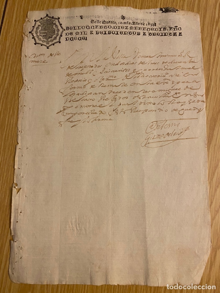 Manuscritos antiguos: Manuscrito del a&ntilde;o 1639 - Foto 1
