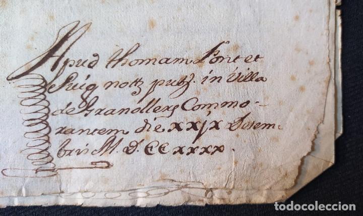 Manuscritos antiguos: MANUSCRITO COMPRA VENTA 1740 ESCRITO EN CATALAN Y LATIN - Foto 2