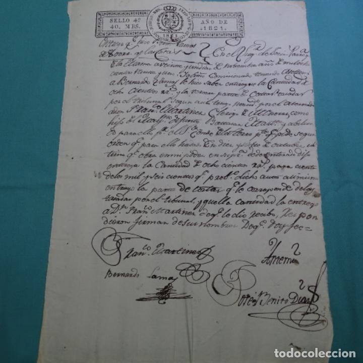 Manuscrits anciens: Manuscrito 1821.sello fernando vii.40 maravedis.jose Benito diaz.bernardo lamas.