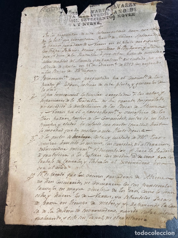Manuscritos antiguos: Manuscrito a&ntilde;o 1799 en buen estado - Foto 1