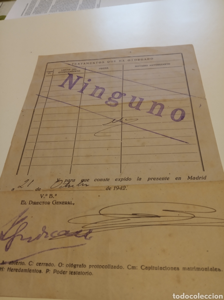 Manuscritos antiguos: Certificado testamento 1942 ninguno - Foto 2