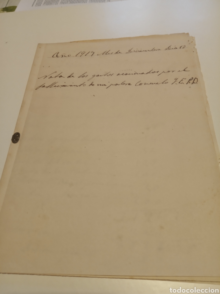 Manuscritos antiguos: Nota de gastos del fallecimiento 1917 - Foto 1