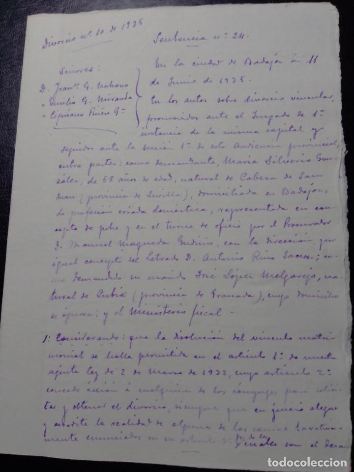Manuscritos antiguos: Sentencia de divorcio segunda Rep&uacute;blica Espa&ntilde;ola - Foto 2