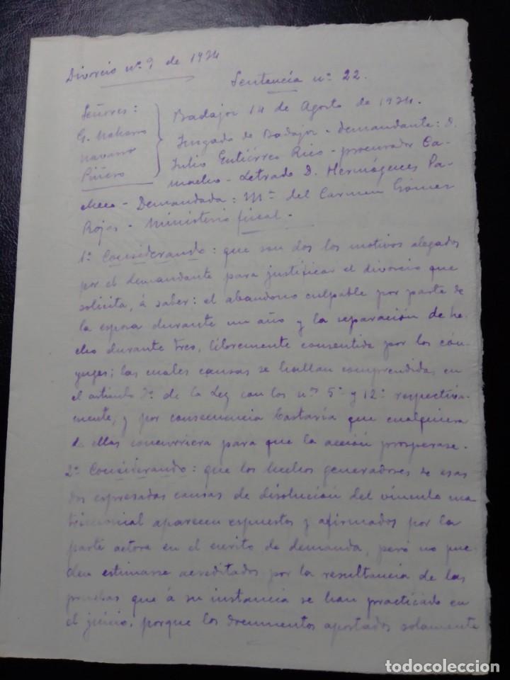 Manuscritos antiguos: Sentencia de divorcio segunda Rep&uacute;blica Espa&ntilde;ola - Foto 2